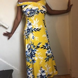 Pea in the Pod Yellow Floral Maternity Maxi Dress